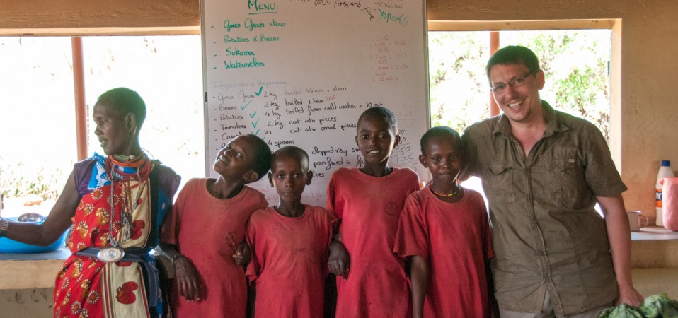 JJ planning the menu with the kitchen team