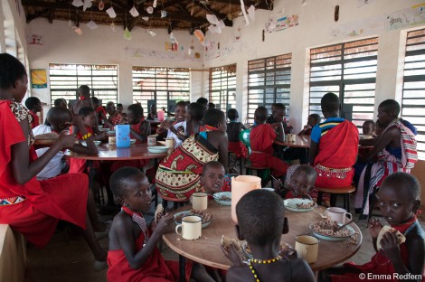 A busy lunch time in the school dinning hall